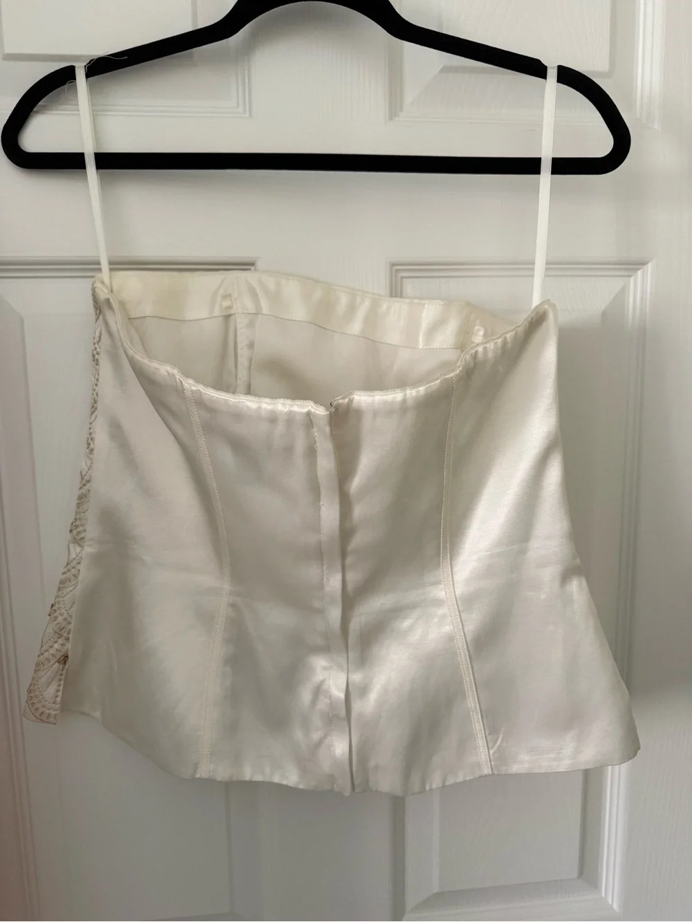 White House Black Market Cream Strapless Bustier Top with Removable Straps - Picture 3 of 5